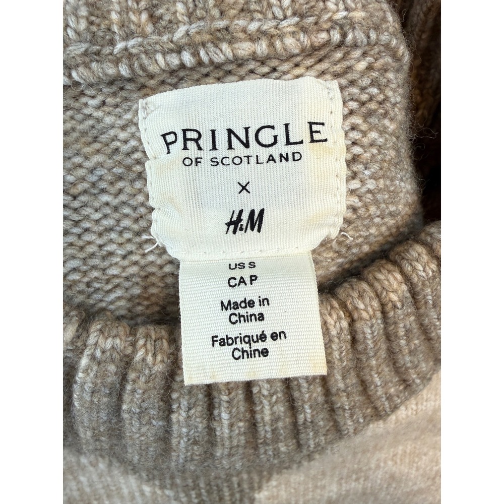 Pringle of Scotland H&M Small Argyle Sweater Preppy Wool Blend Mock Neck - Picture 6 of 7